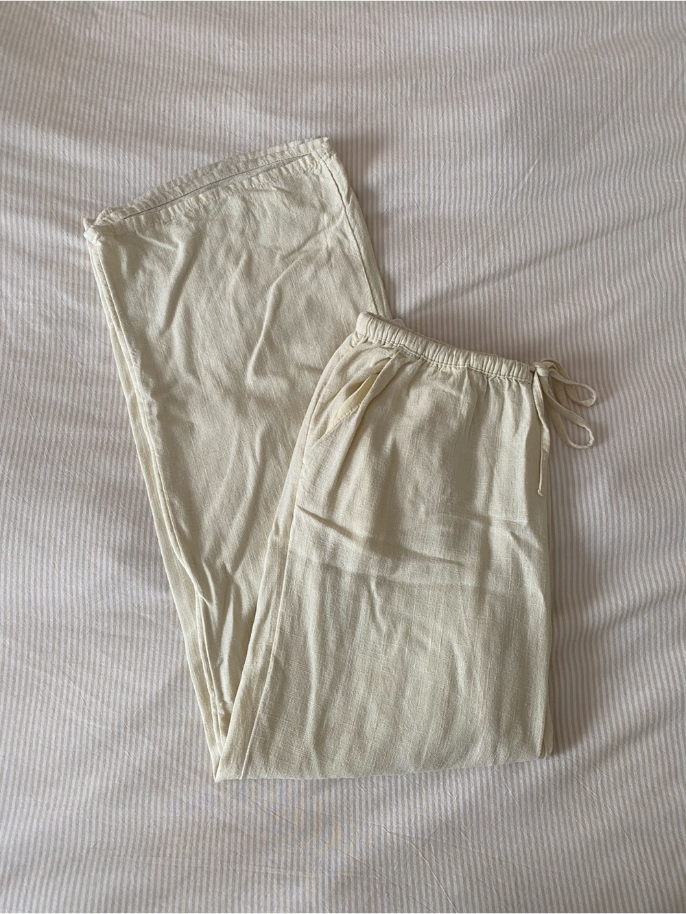 H&M Divided yellow linen low rise wide leg pants
